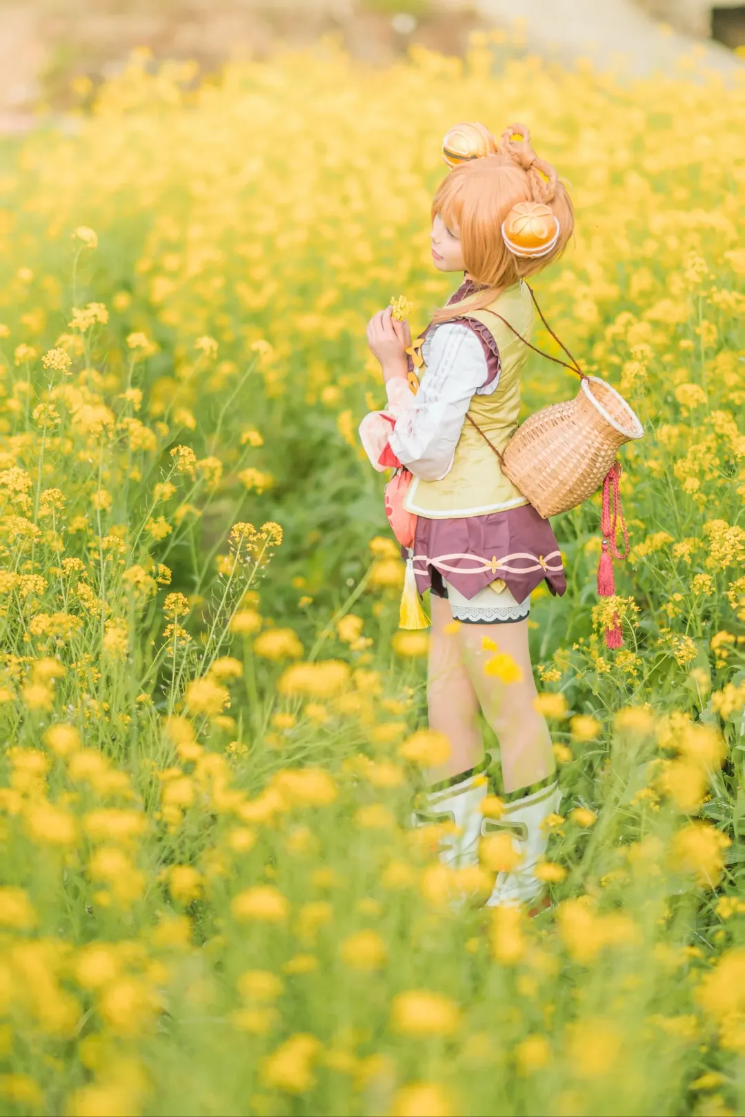 原神, ヨォーヨ コスプレ, 白ストッキング, 菜の花畑, 崇左撮影依頼 - 5枚目