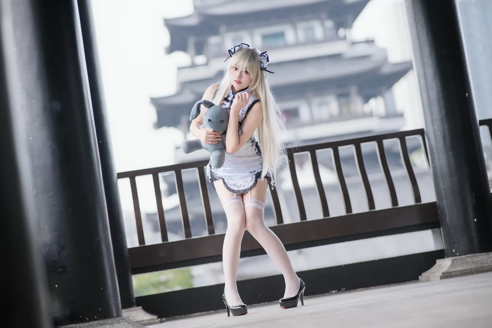 穹妹cos, 緣分的天空, 国风旗袍, cosplay穿搭, 白丝cos - 第1张