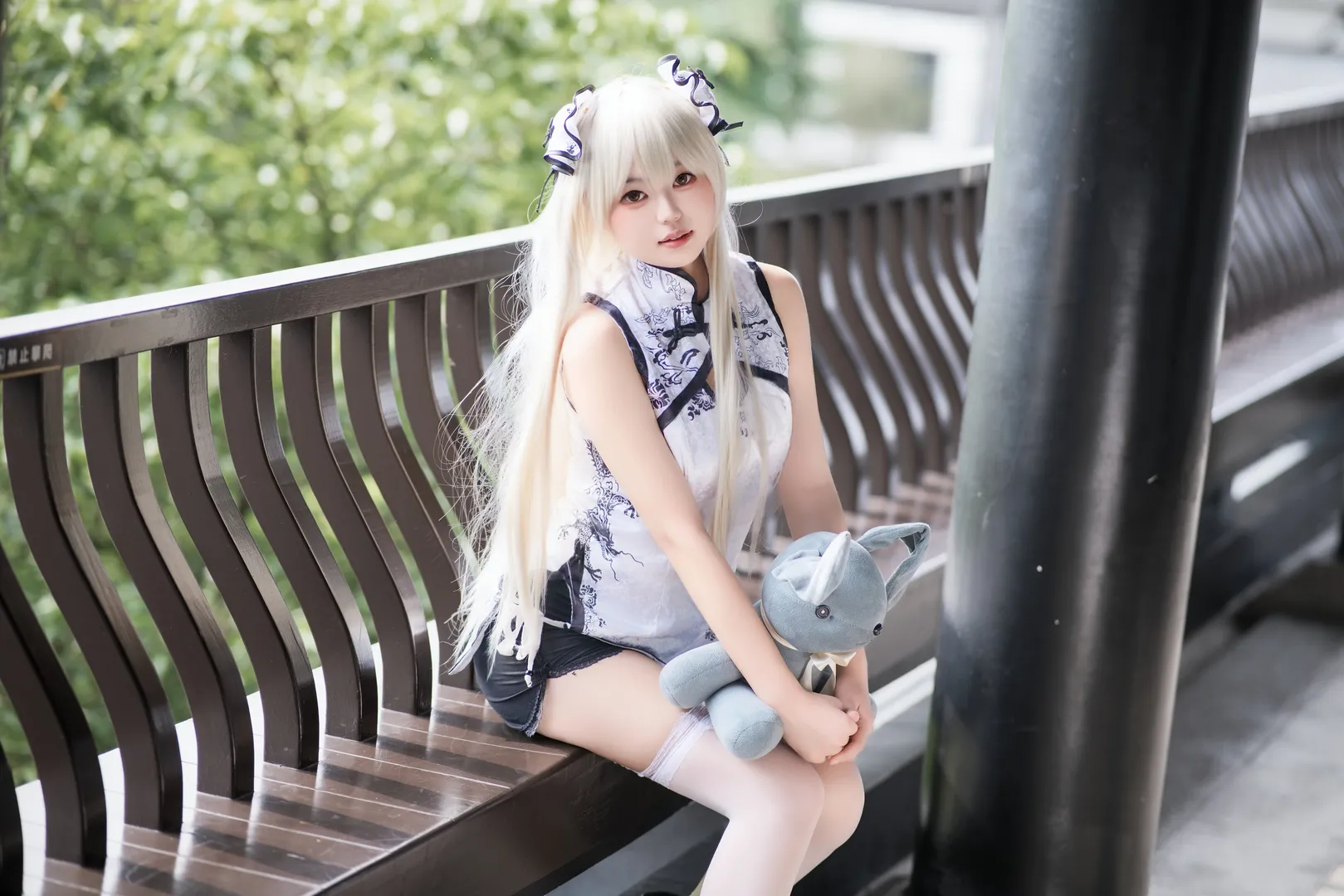 穹妹cos, 緣分的天空, 国风旗袍, cosplay穿搭, 白丝cos - 第10张