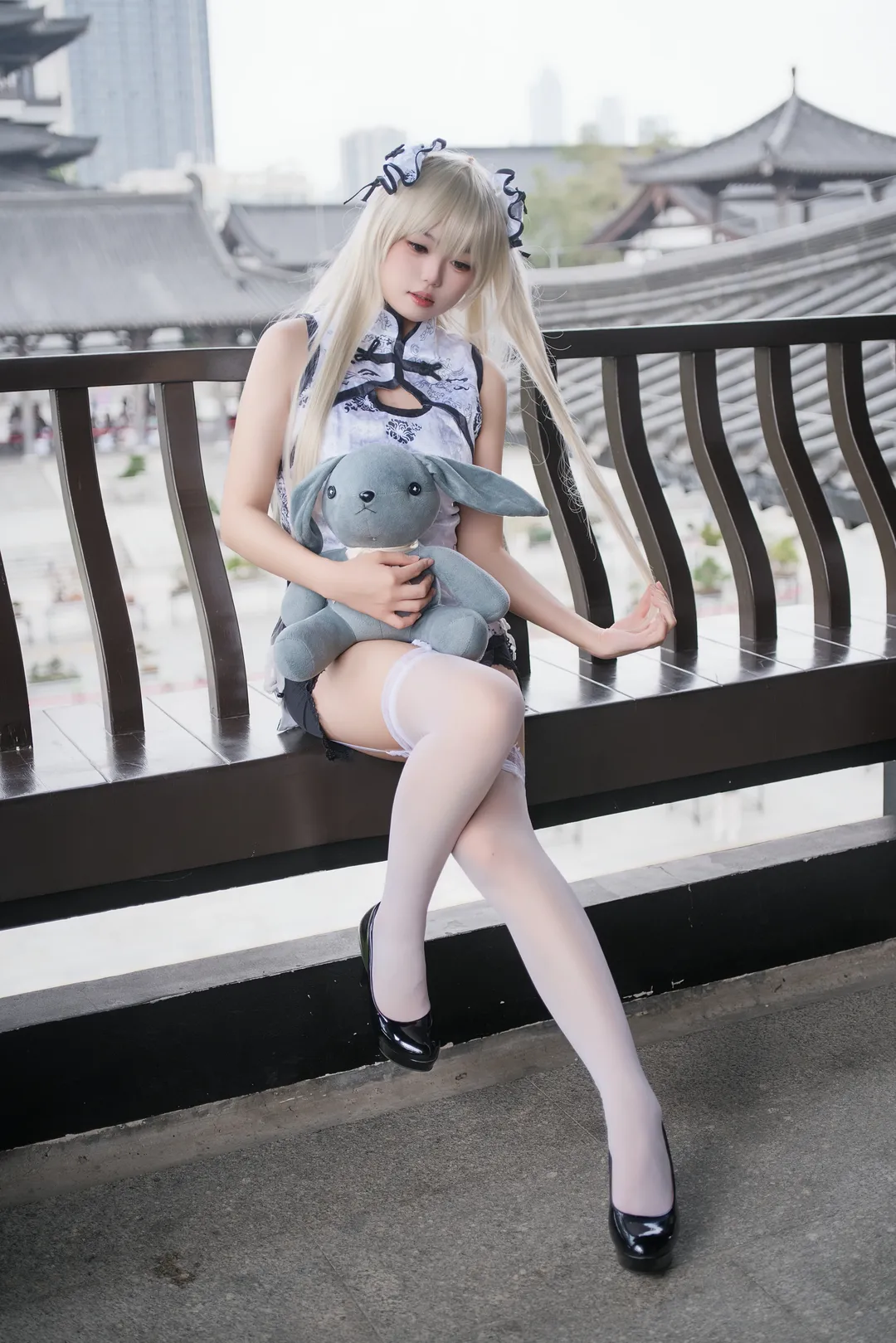穹妹cos, 緣分的天空, 国风旗袍, cosplay穿搭, 白丝cos