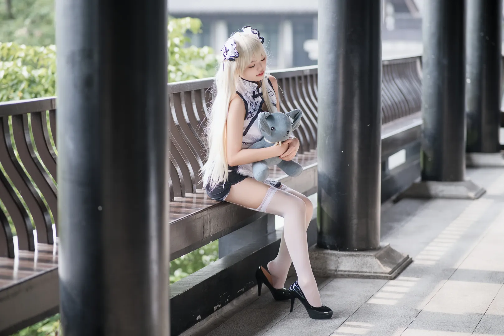 穹妹cos, 緣分的天空, 国风旗袍, cosplay穿搭, 白丝cos - 第6张
