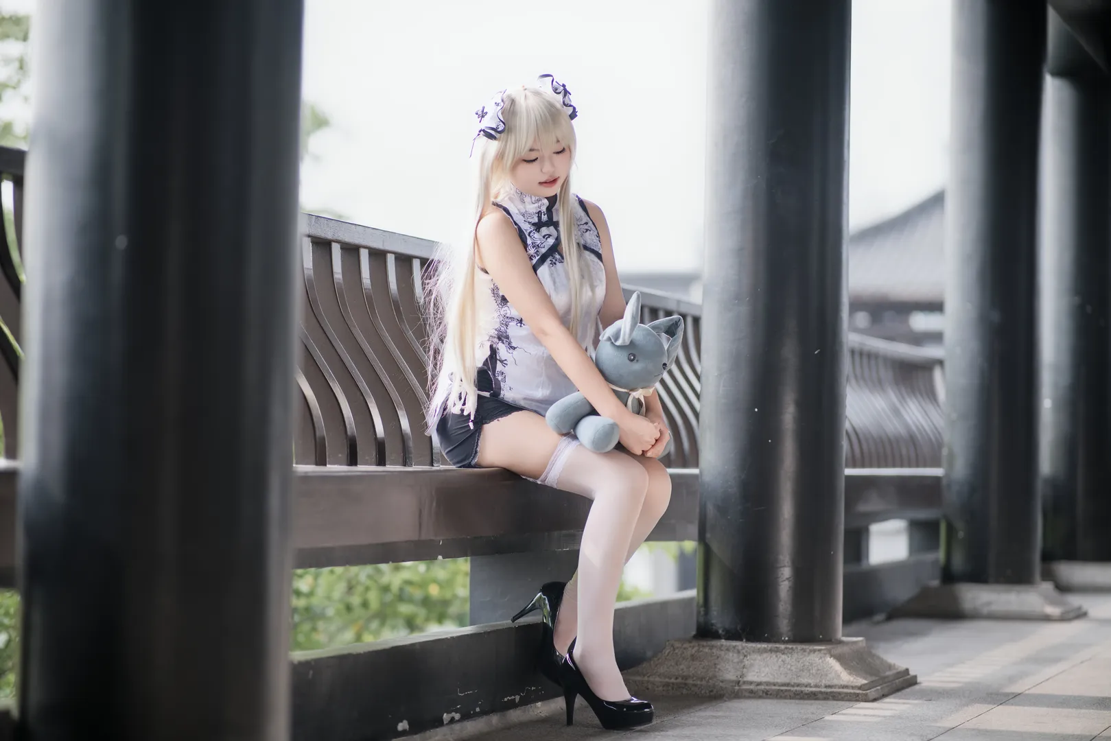 穹妹cos, 緣分的天空, 国风旗袍, cosplay穿搭, 白丝cos - 第7张