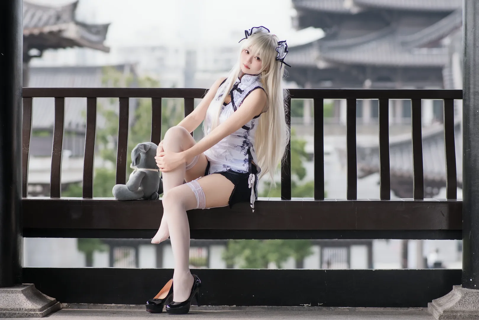 穹妹cos, 緣分的天空, 国风旗袍, cosplay穿搭, 白丝cos - 第9张