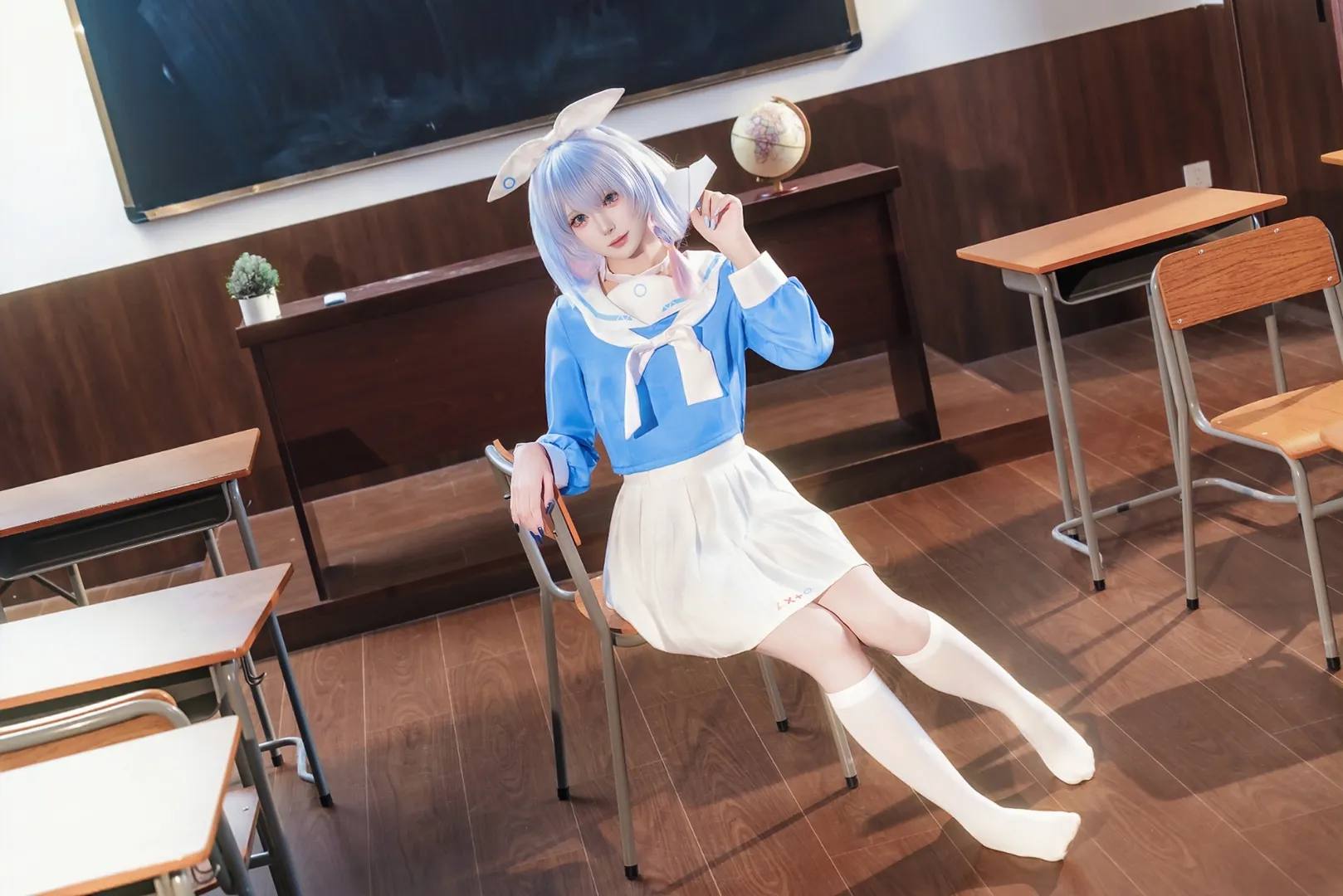 碧蓝档案, 校园cos, jk制服, 阿罗娜cos, 丝袜cos - 第4张