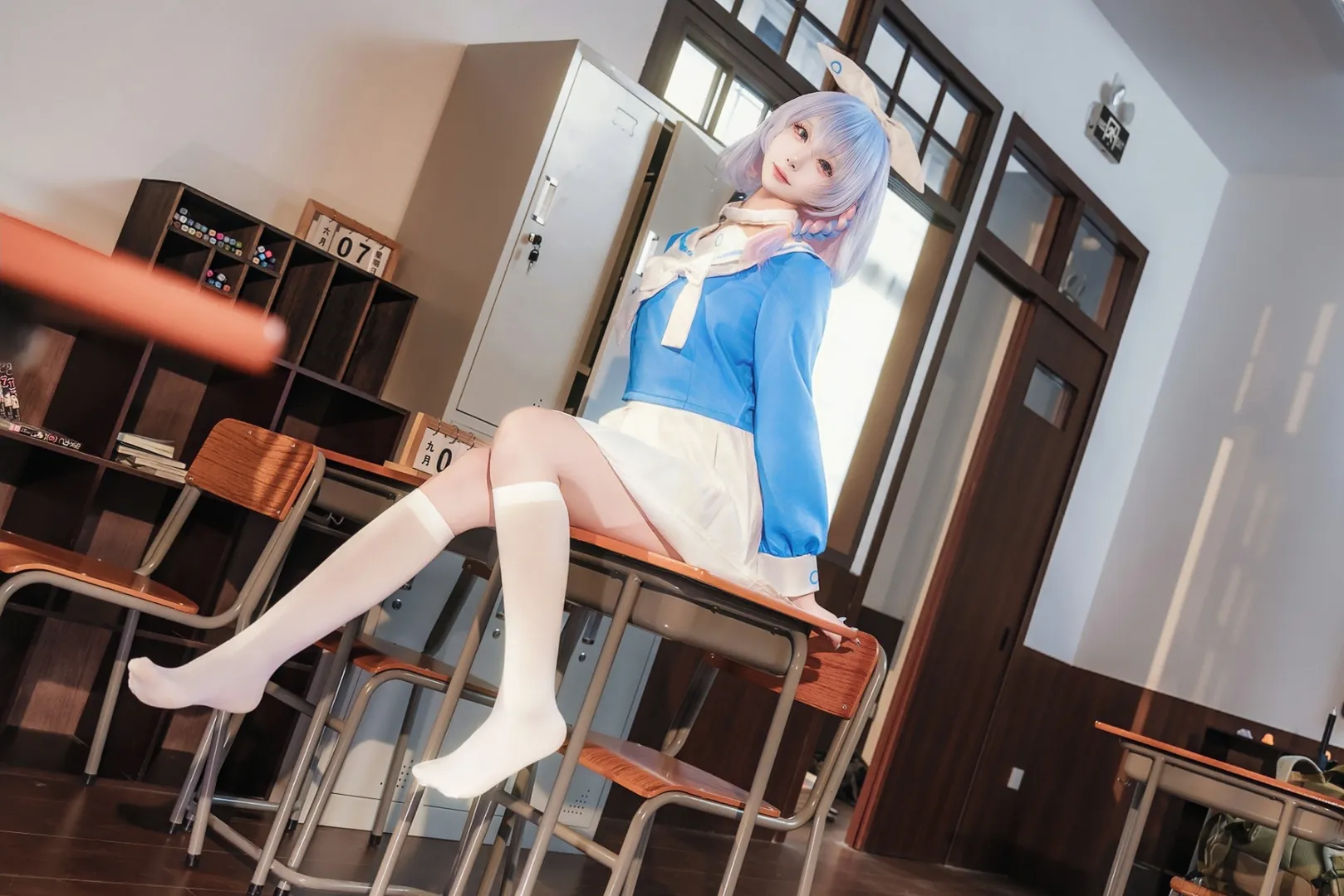 碧蓝档案, 校园cos, jk制服, 阿罗娜cos, 丝袜cos - 第9张