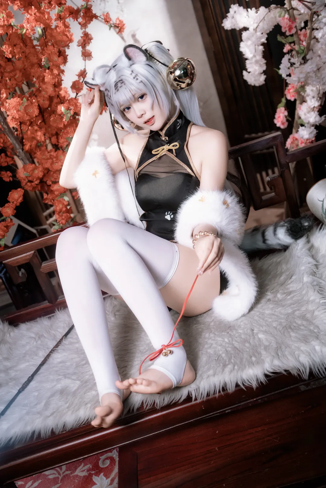二次元, 白虎娘cos, 白丝, 古风, 兽耳 - 第3张