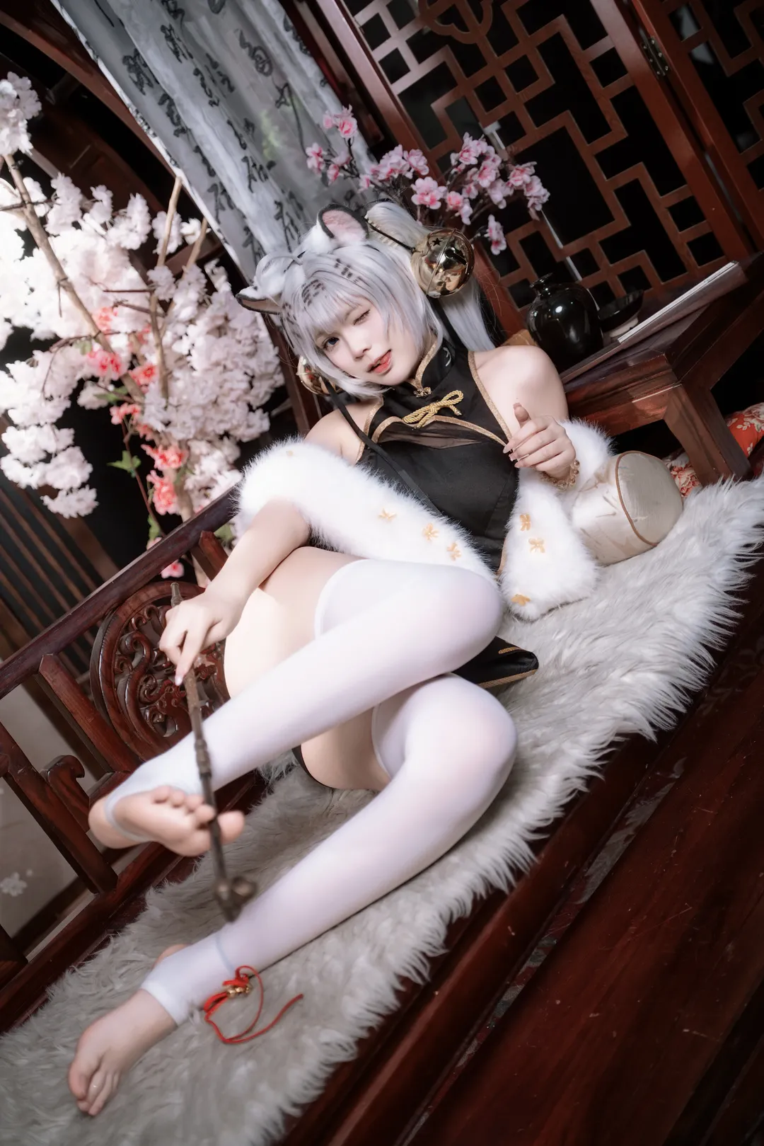二次元, 白虎娘cos, 白丝, 古风, 兽耳 - 第4张