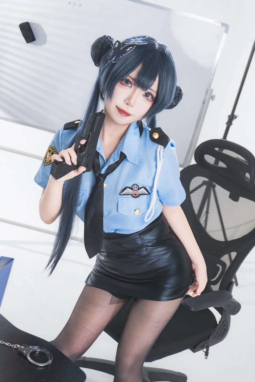 cos正片, 妃咲cos, 碧蓝档案, 黑丝, 女警制服 - 第11张