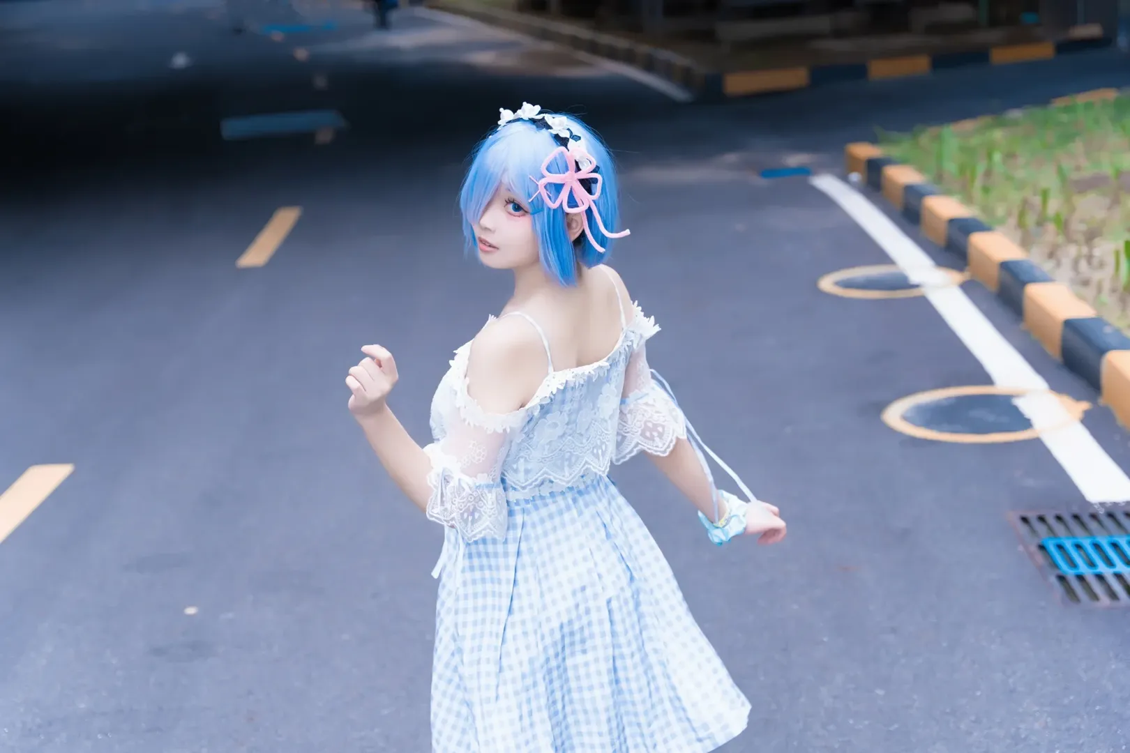 cosplay, 海边摄影, 漫展场照, 蕾姆cos, 蓝白格子裙 - 第6张