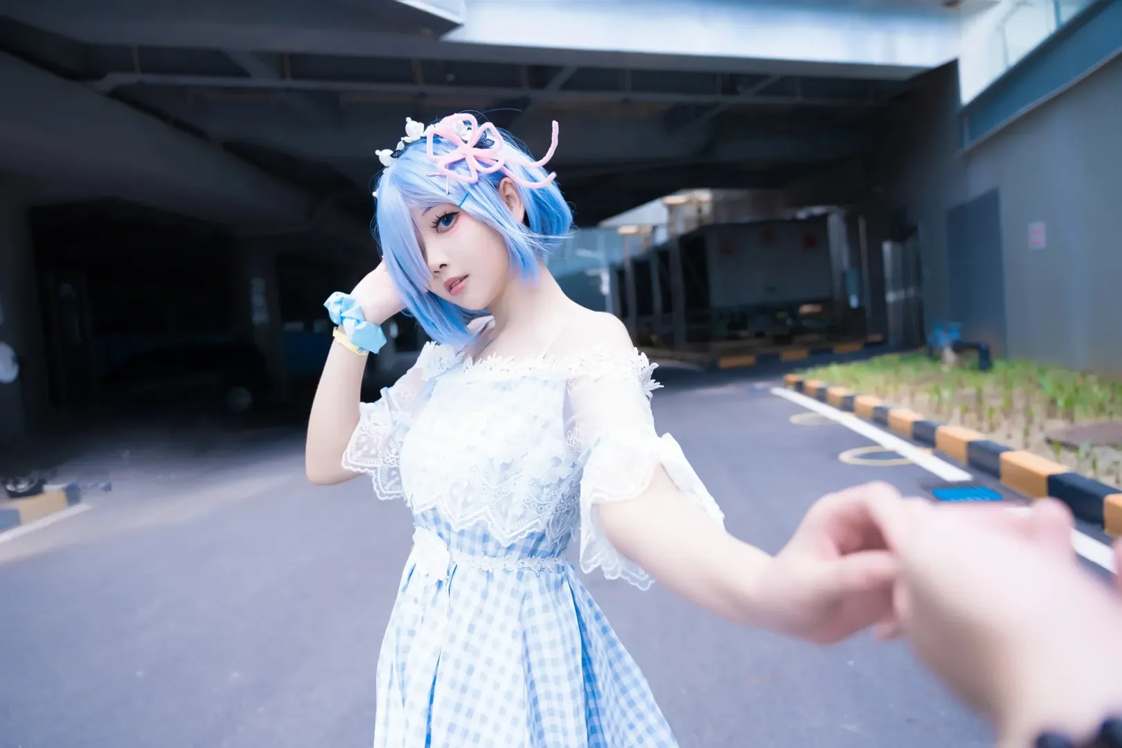 cosplay, 海边摄影, 漫展场照, 蕾姆cos, 蓝白格子裙 - 第7张