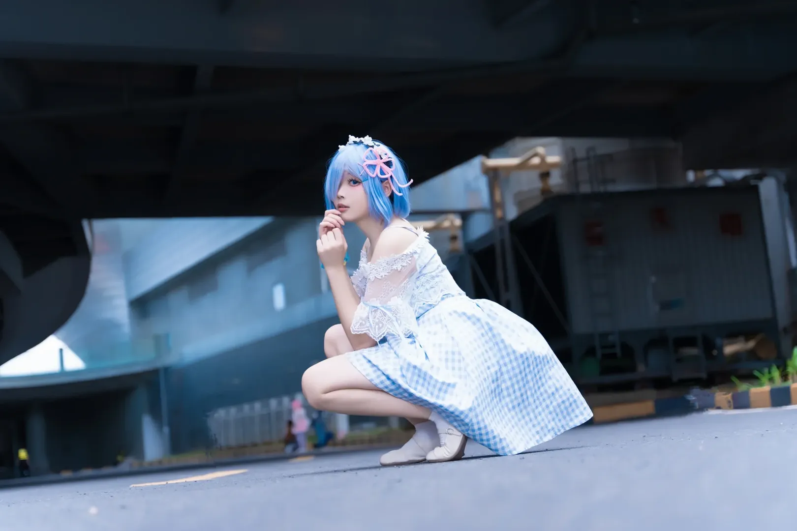 cosplay, 海边摄影, 漫展场照, 蕾姆cos, 蓝白格子裙 - 第8张