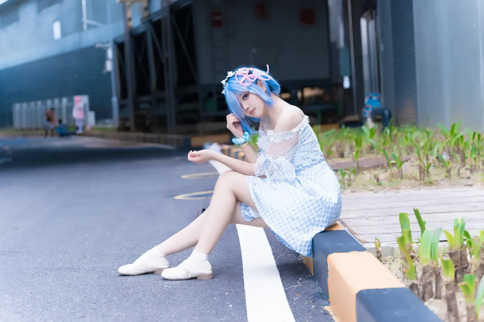cosplay, 海边摄影, 漫展场照, 蕾姆cos, 蓝白格子裙 - 第9张