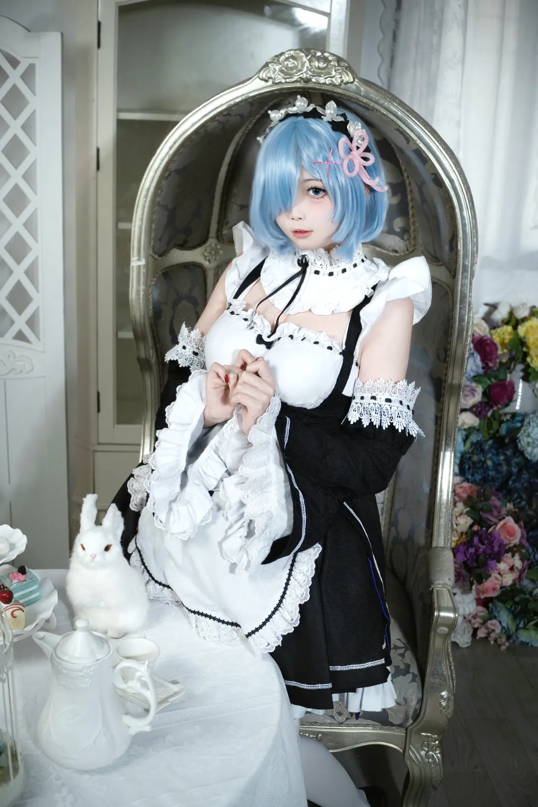 女仆装, 从零开始的异世界生活, 蕾姆cos, 复古写真, 白丝cos - 第2张