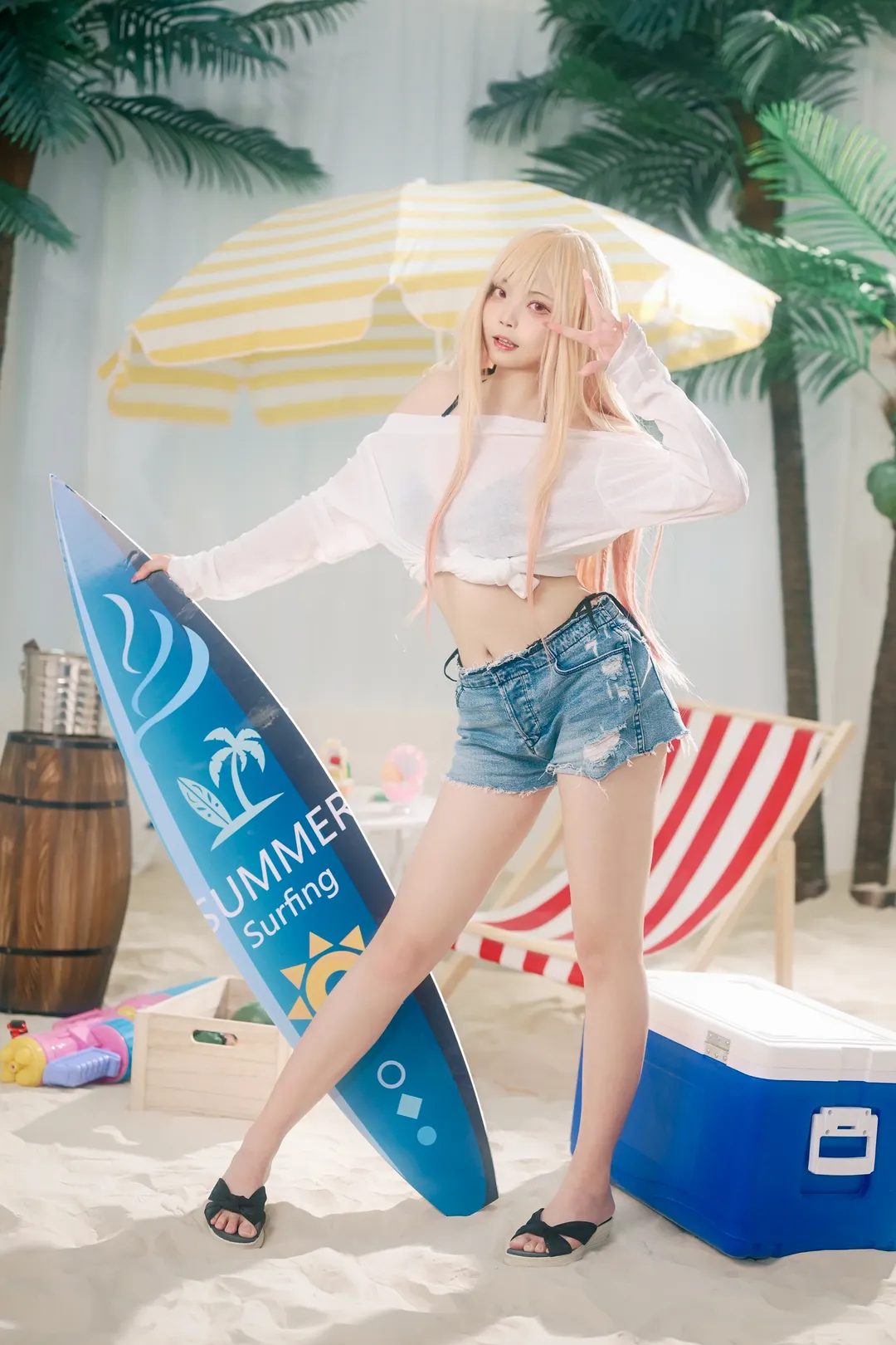 Cosplay photography, Marin Kitagawa cosplay, My Dress-Up Darling, Japanese cute items, Poolside swimsuit