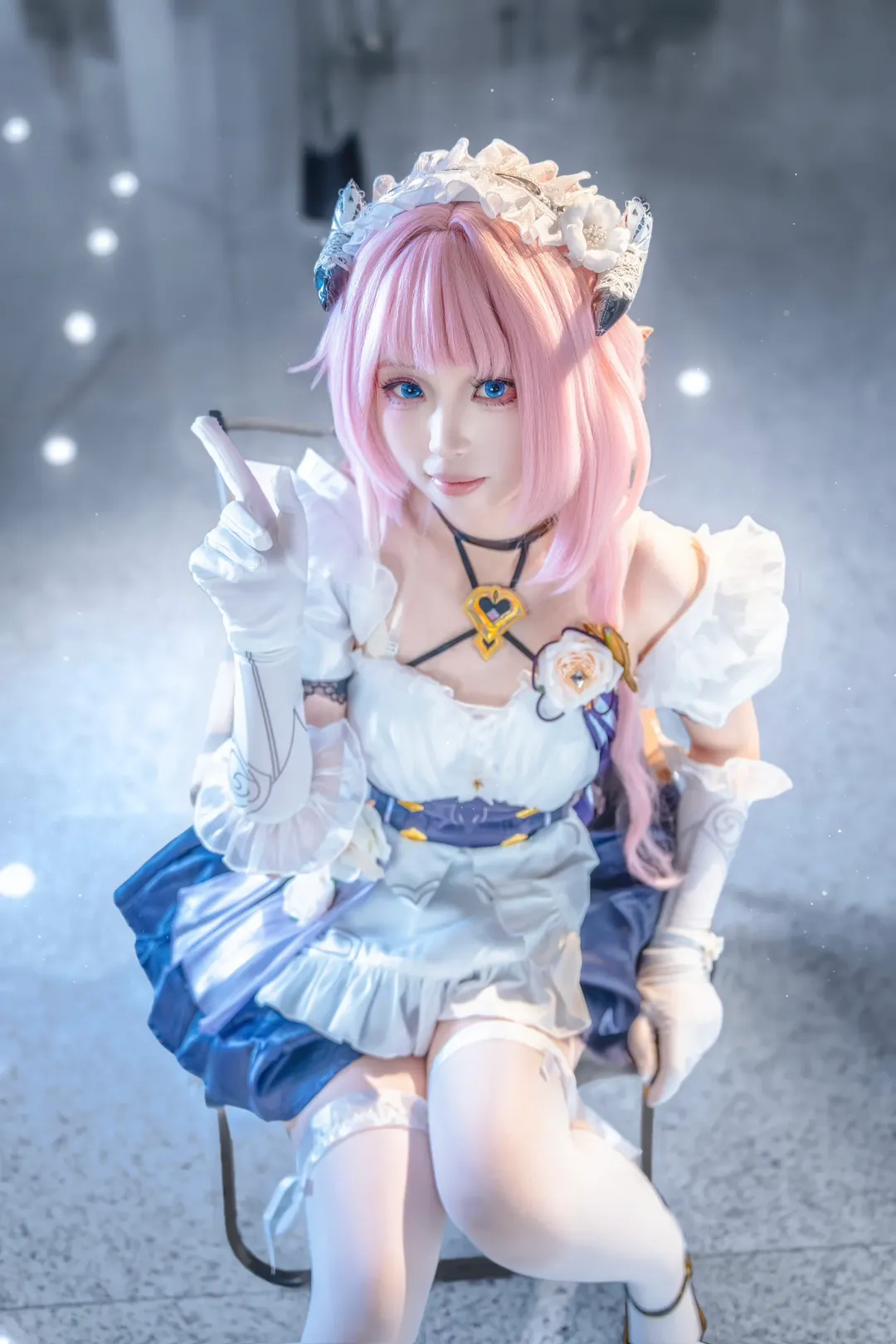 Elysia Cosplay, Anime girl, Honkai Impact 3rd, White stockings, Cosplay photography