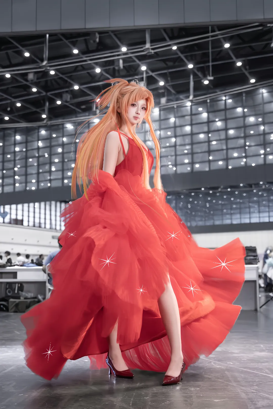 漫展返图, 二次元cosplay, 亚丝娜cos, 刀剑神域, 红裙正片