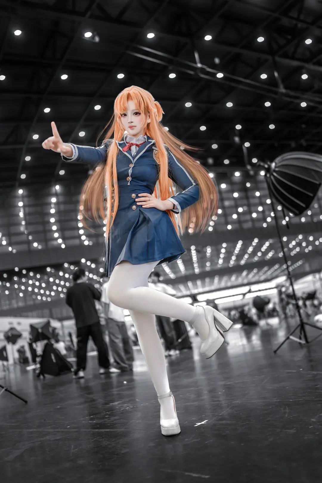 漫展, 亚丝娜cos, 刀剑神域, 白丝, 制服
