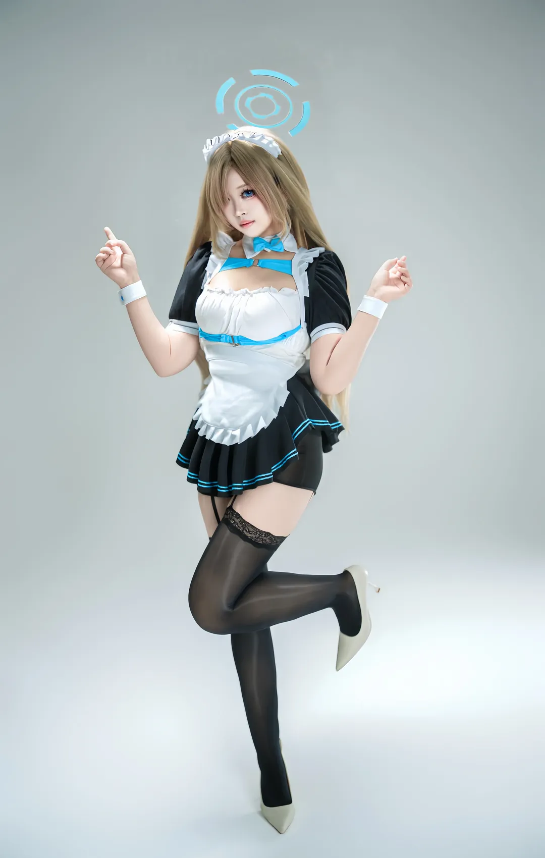 蔚藍檔案, 一之瀨明日奈cos, 白棚攝影, 女僕裝cos, 黑絲cosplay