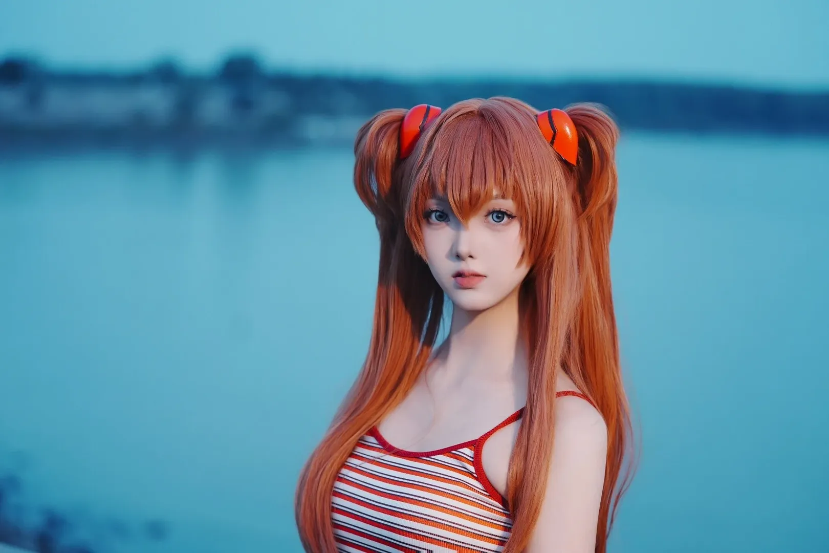 cosplay, 蓝调时刻, 明日香cos, 新世纪福音战士, 长筒袜 - 第1张