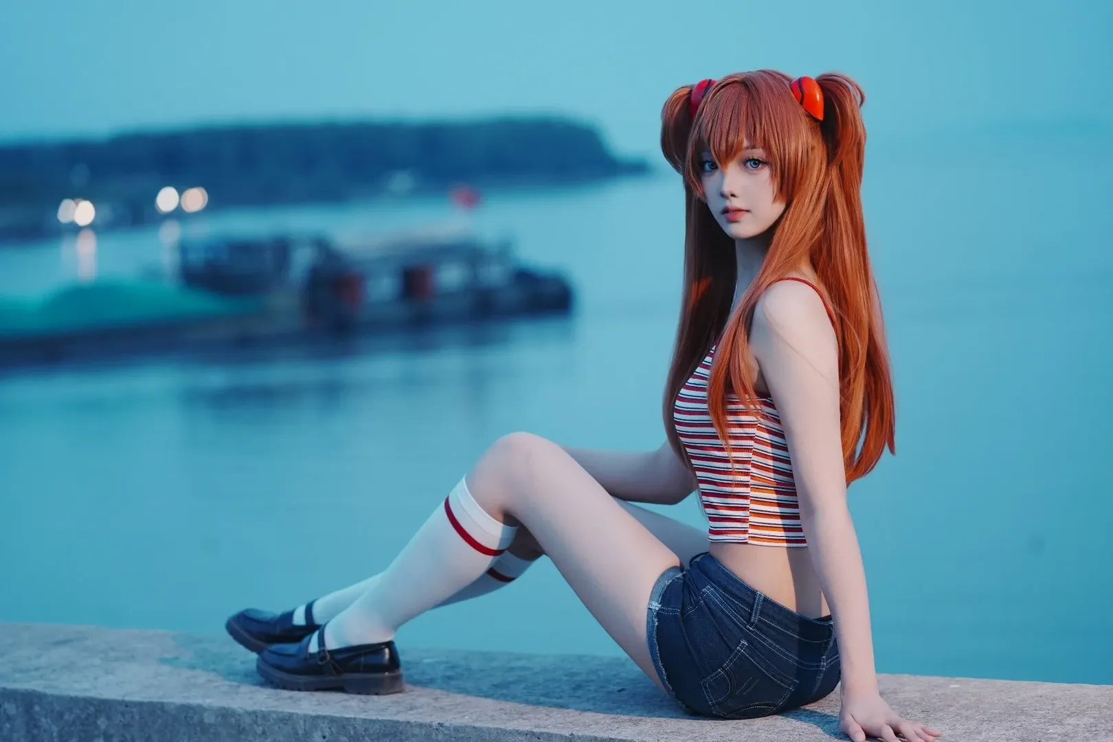 cosplay, 蓝调时刻, 明日香cos, 新世纪福音战士, 长筒袜 - 第2张