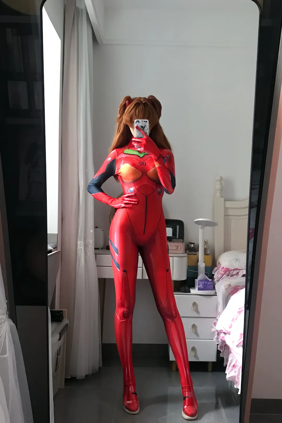 アスカコスプレ, 二次元ファッション, コスプレ試着, 赤いボディスーツ, 新世紀エヴァンゲリオンEVA - 1枚目