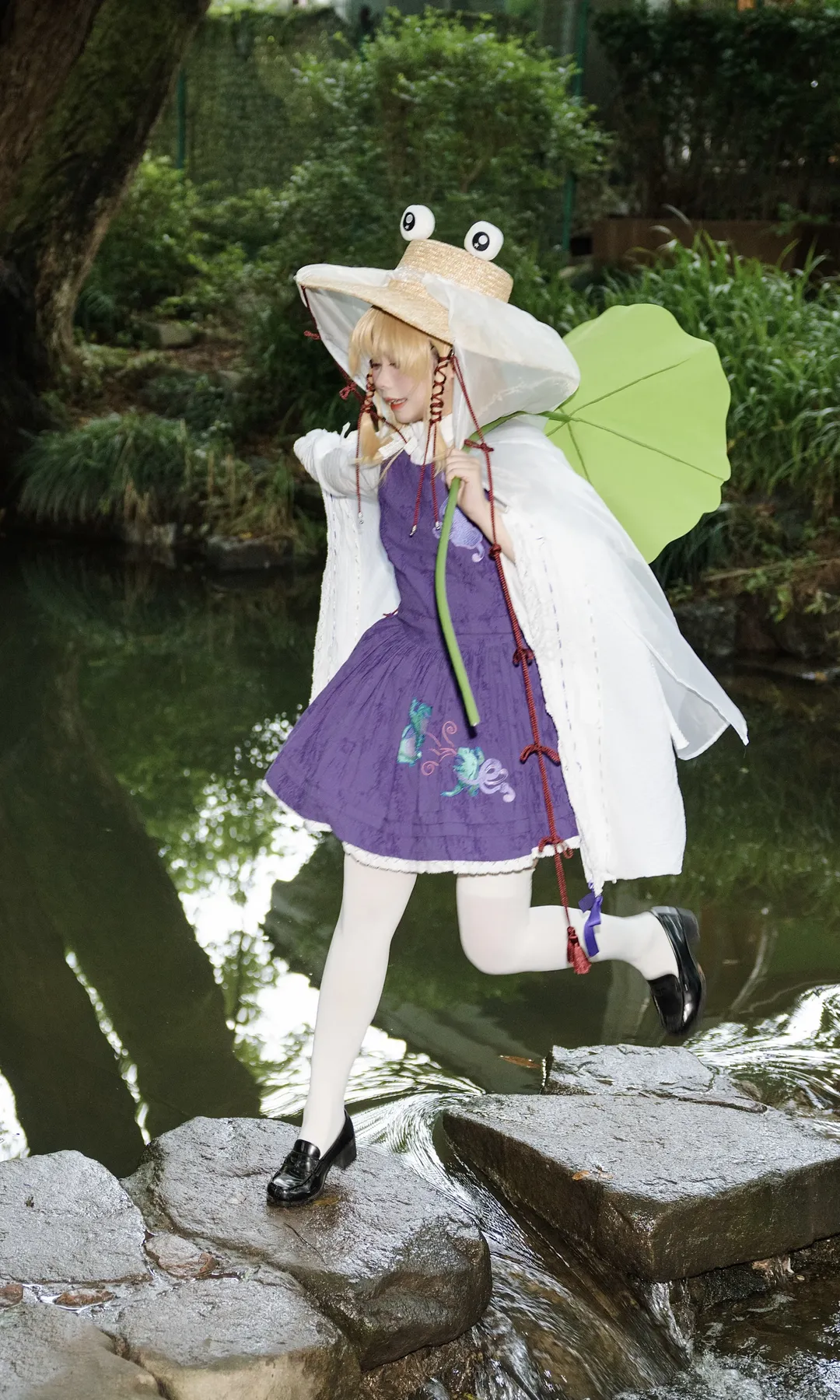 cosplay, 东方project, 户外摄影, 洩矢诹访子cos, 白色丝袜