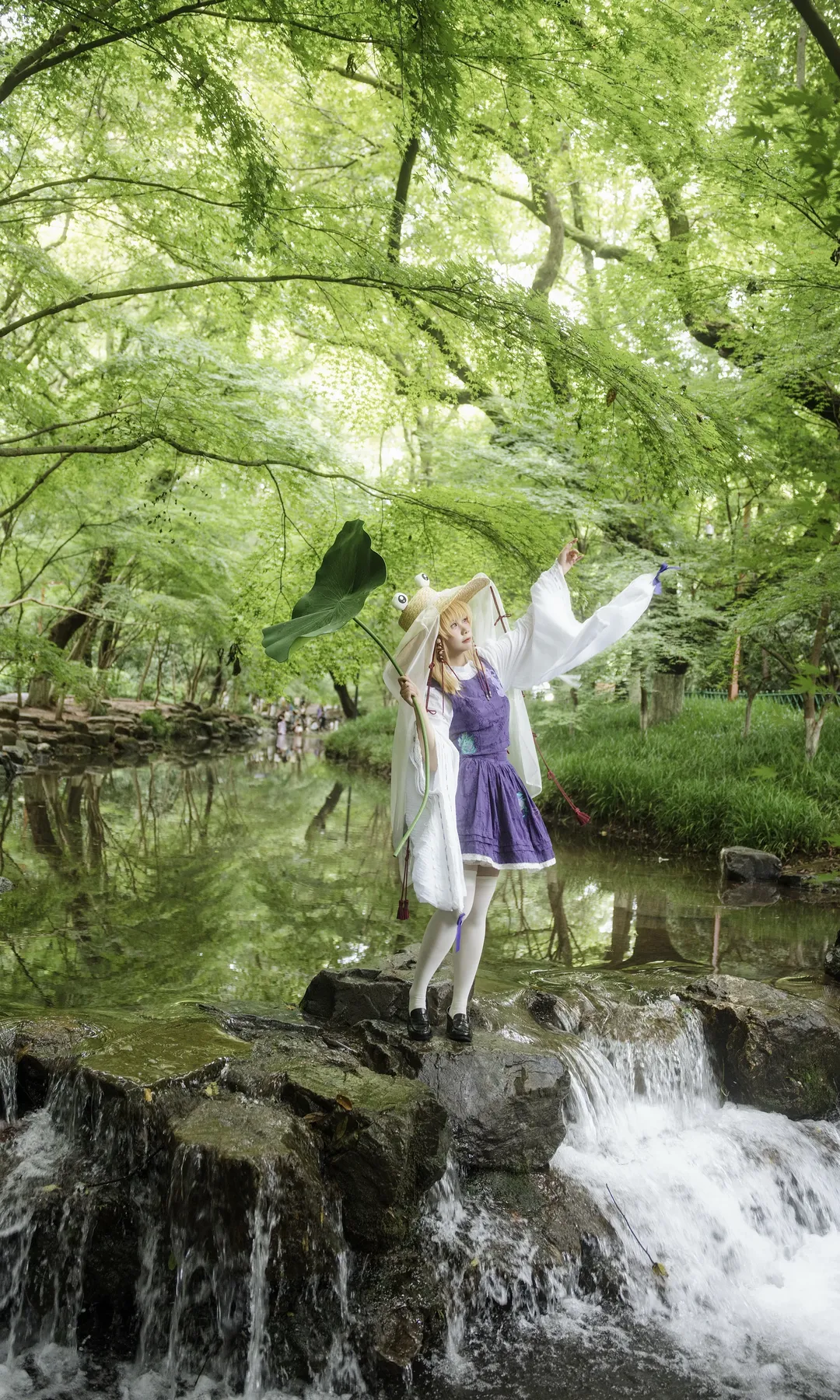 cosplay, 东方project, 户外摄影, 洩矢诹访子cos, 白色丝袜 - 第3张