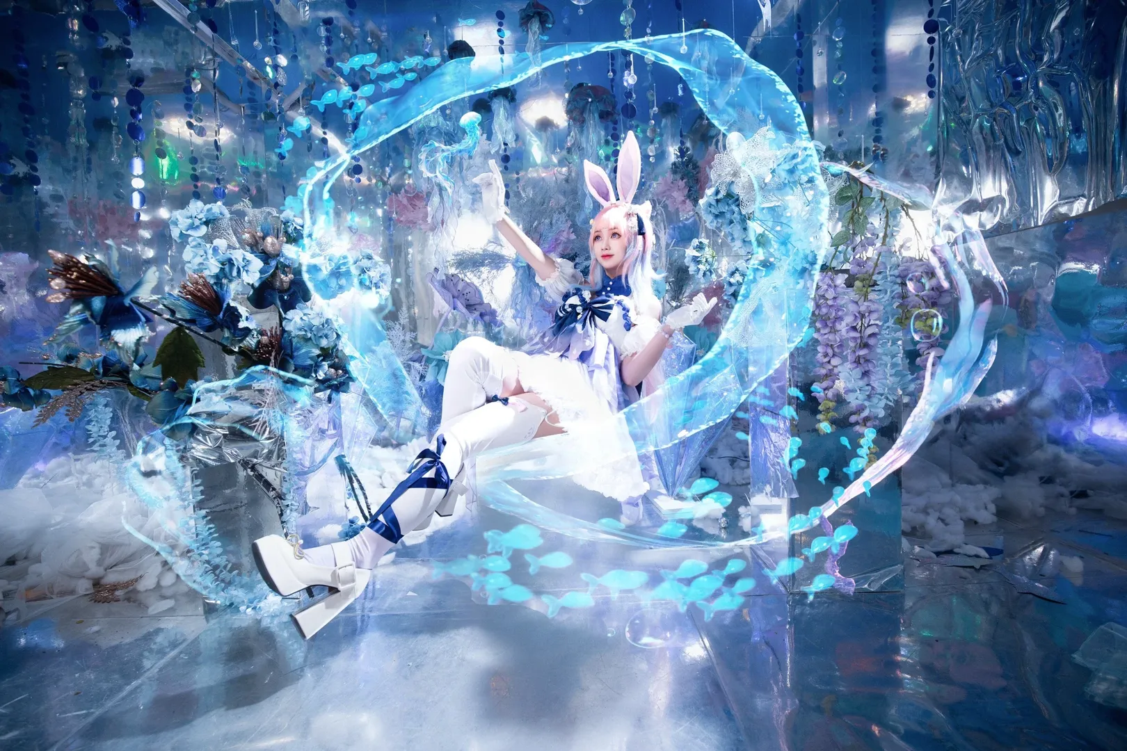 Genshin Impact, Sangonomiya Kokomi cosplay, Bunny ear style, Happy Birthday Kokomi, Jellyfish theme - Image 1