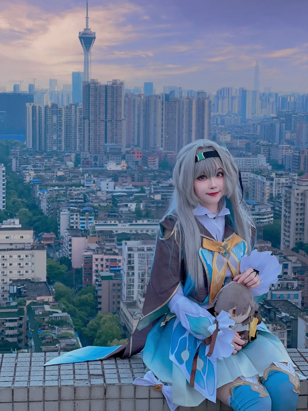 Honkai: Star Rail, Firefly cosplay, Casual cosplay, Mecha girl style, Rooftop photoshoot - Image 2