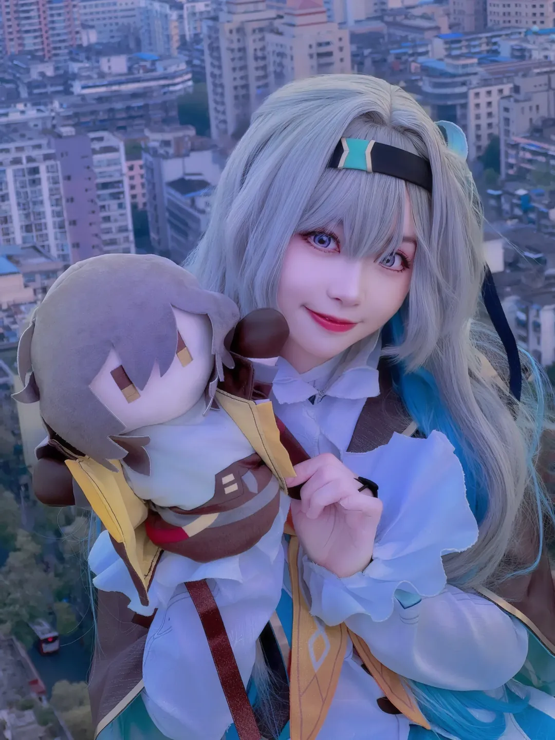 Honkai: Star Rail, Firefly cosplay, Casual cosplay, Mecha girl style, Rooftop photoshoot - Image 3
