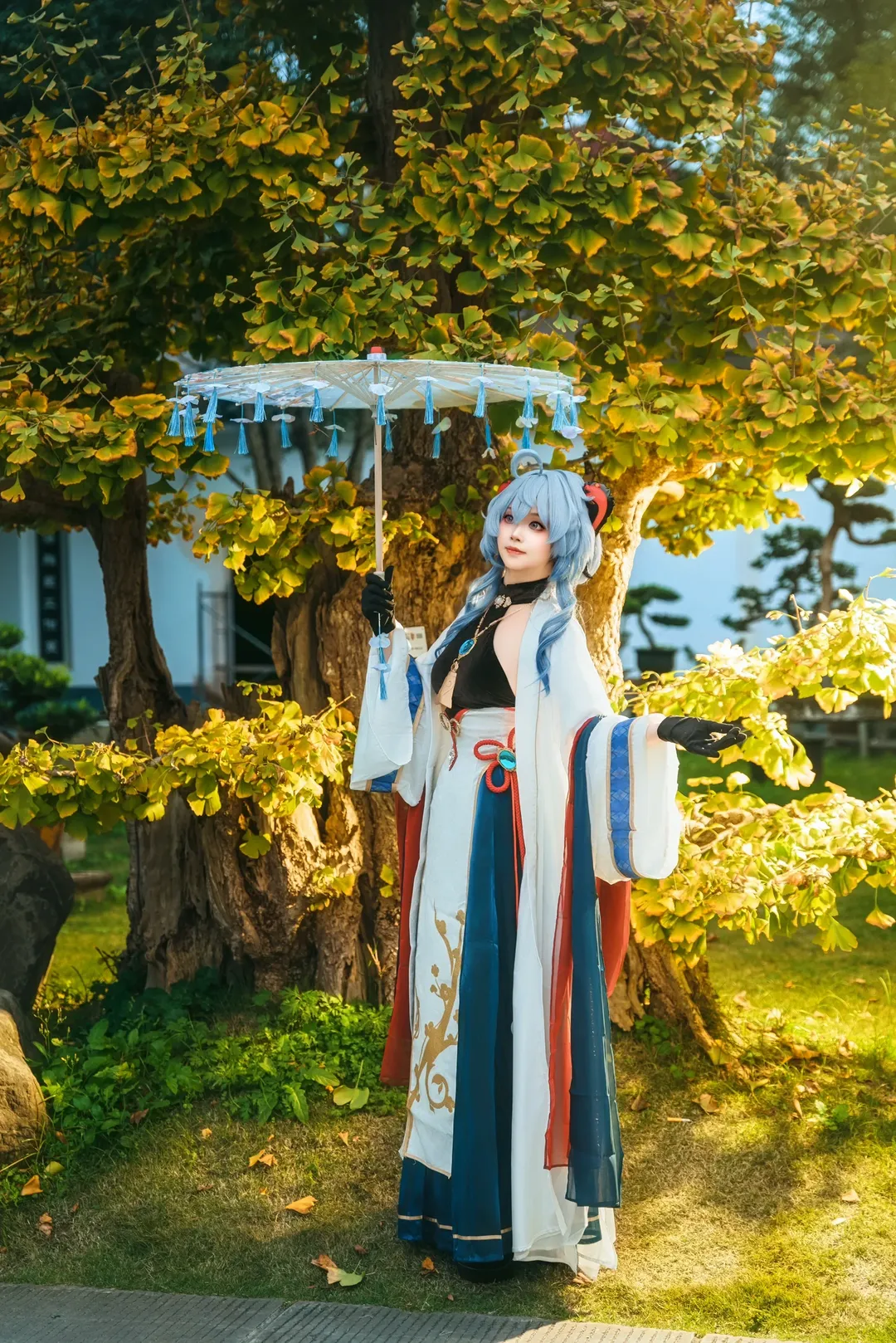 原神, 甘雨cos, 椰羊, 甘雨素雪银霜, 园林古风 - 第2张
