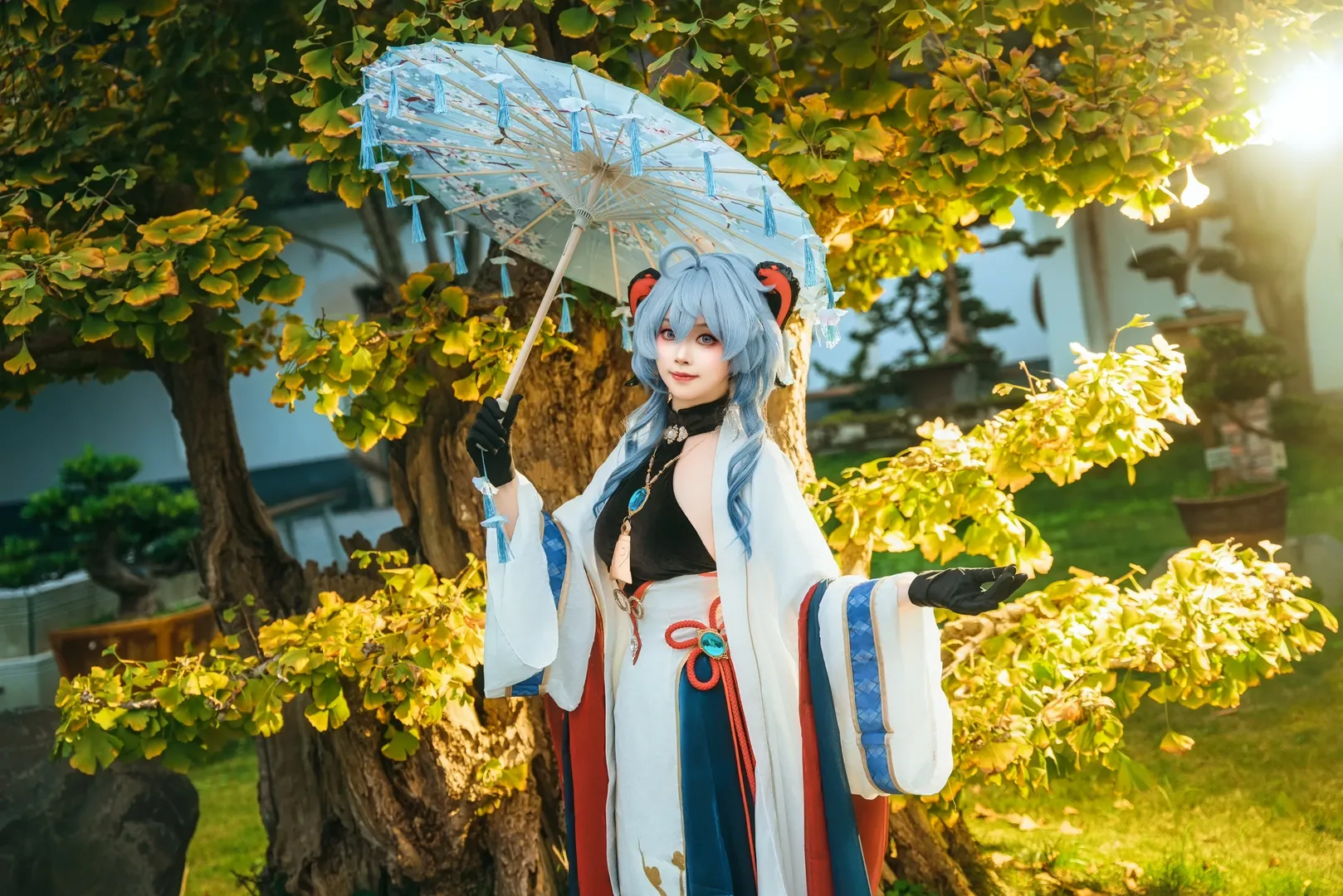 原神, 甘雨cos, 椰羊, 甘雨素雪銀霜, 園林古風
