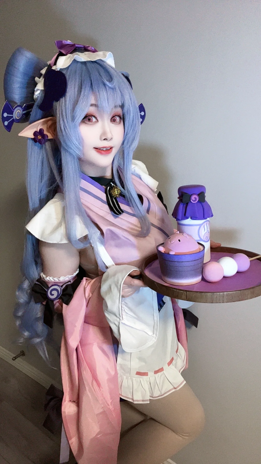 原神, 原神cosplay, 梦见月瑞希cos, 春日樱花外景, cosplay道具展示