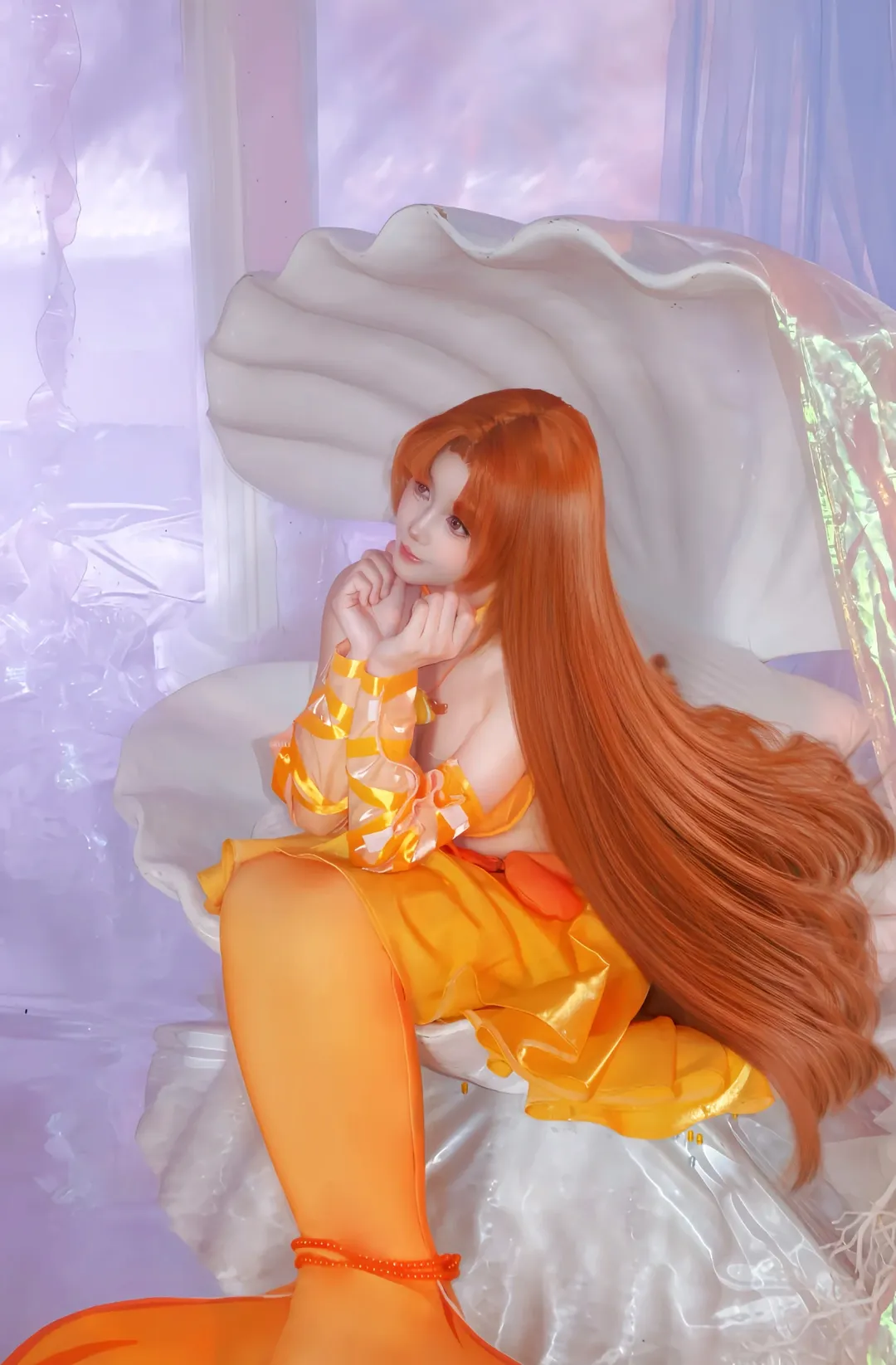 cosplay, 人鱼的旋律, 珍珠美人鱼, 织本星罗cos, 橙色丝袜