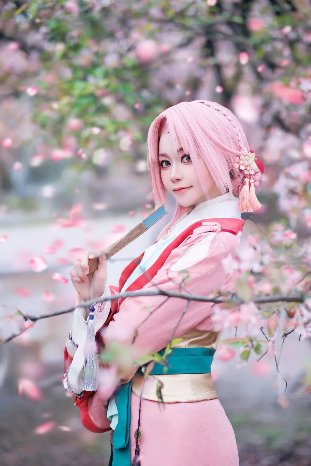 Cosplay穿搭, 春野樱cos, 火影忍者手游, 侠影江湖, 樱花外景cos