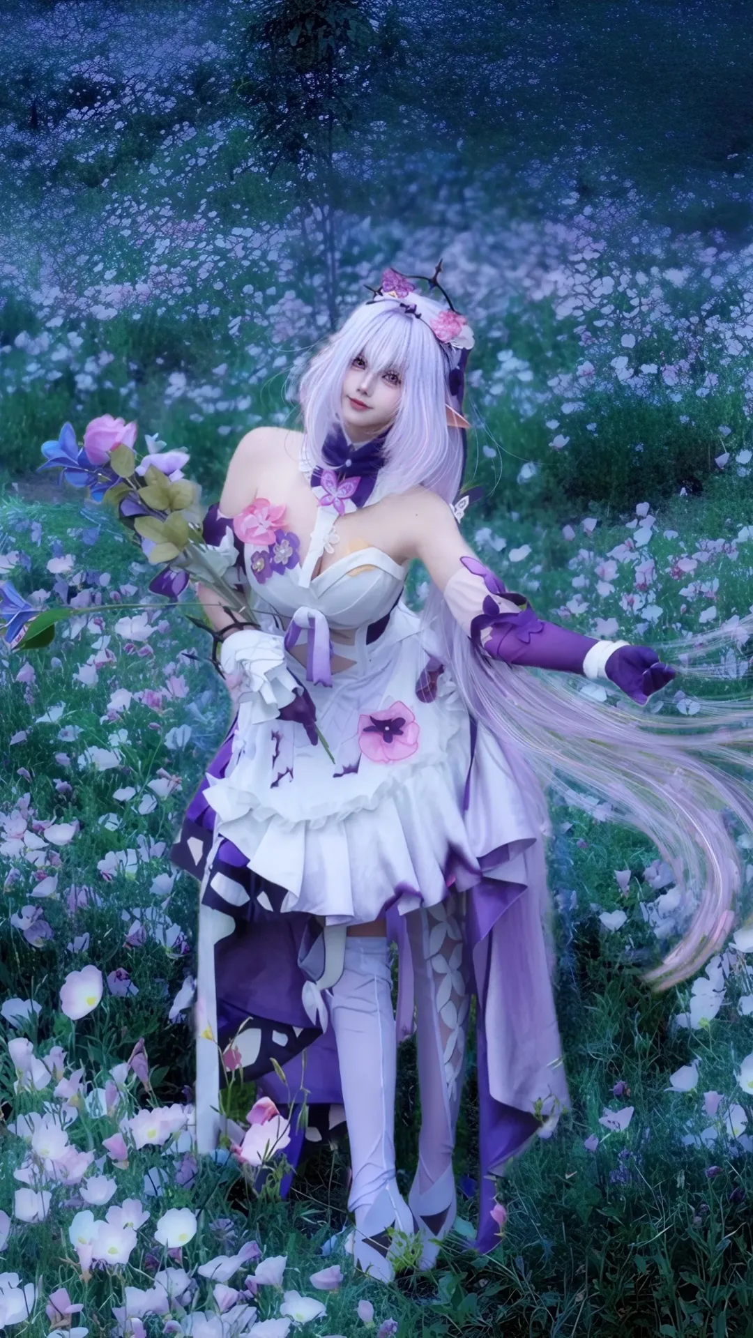 崩坏星穹铁道, 遐蝶cos, 蓝调时刻, cosplay摄影, 月见草花海 - 第3张