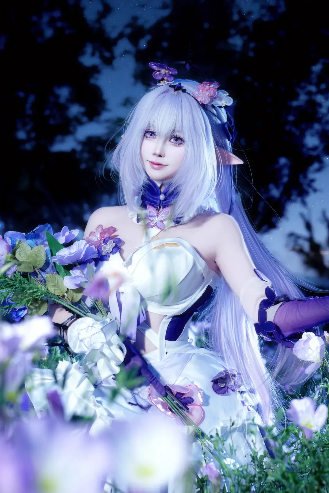 崩坏星穹铁道, 遐蝶cos, 蓝调时刻, cosplay摄影, 月见草花海 - 第5张