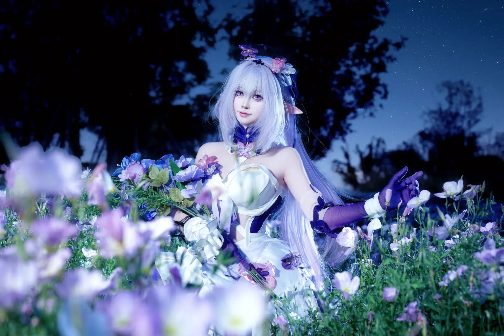 崩坏星穹铁道, 遐蝶cos, 蓝调时刻, cosplay摄影, 月见草花海 - 第6张