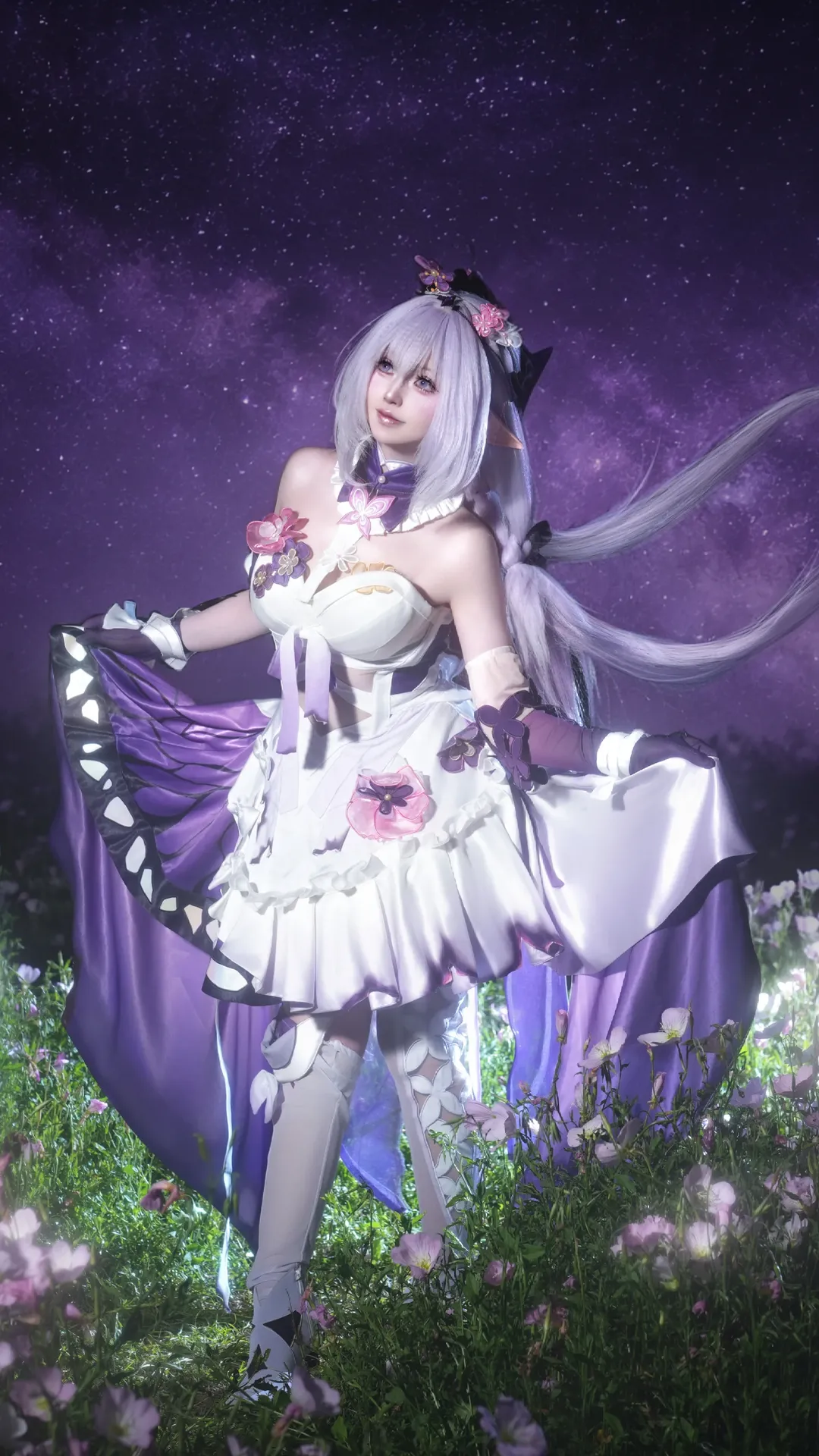 Anime-style photography, Honkai: Star Rail, Cosplay outfit, Castorice cosplay, Starry sea of flowers cosplay