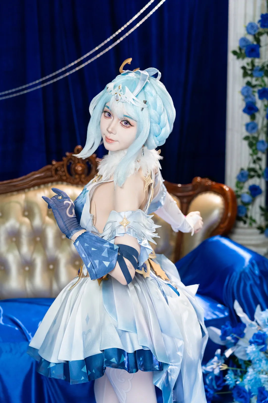 原神, 二次元cosplay, 蓝色系摄影, 白丝穿搭, 奥黛塔cos - 第5张