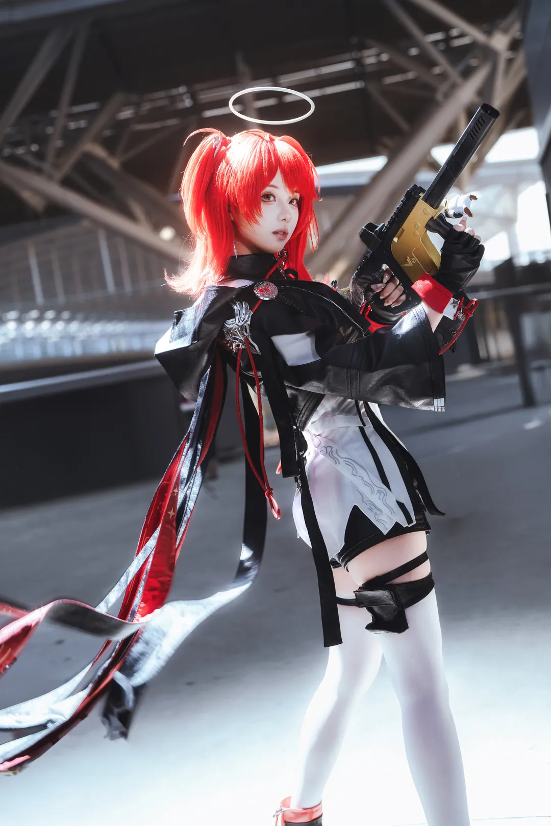 明日方舟, 新约能天使cos, 白丝穿搭, 场照分享, 红发双马尾 - 第1张