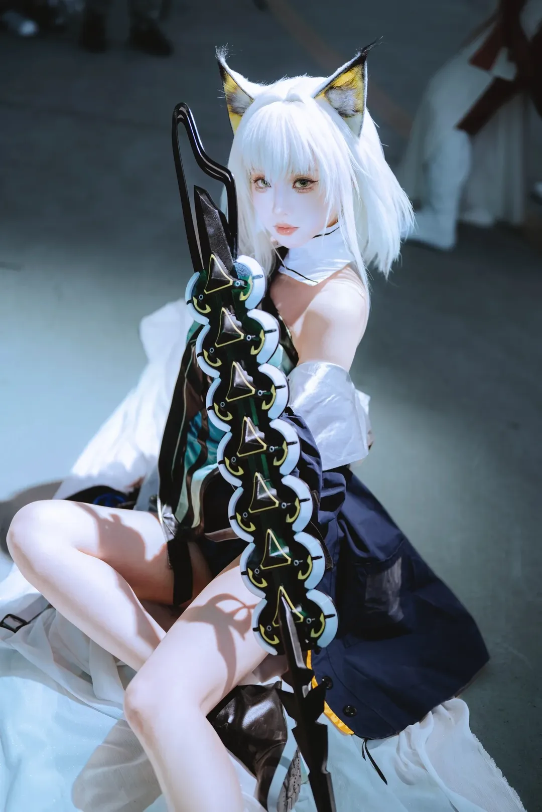 明日方舟, 战术风cosplay, 凯尔希cos, 白色假发, 兽耳cos