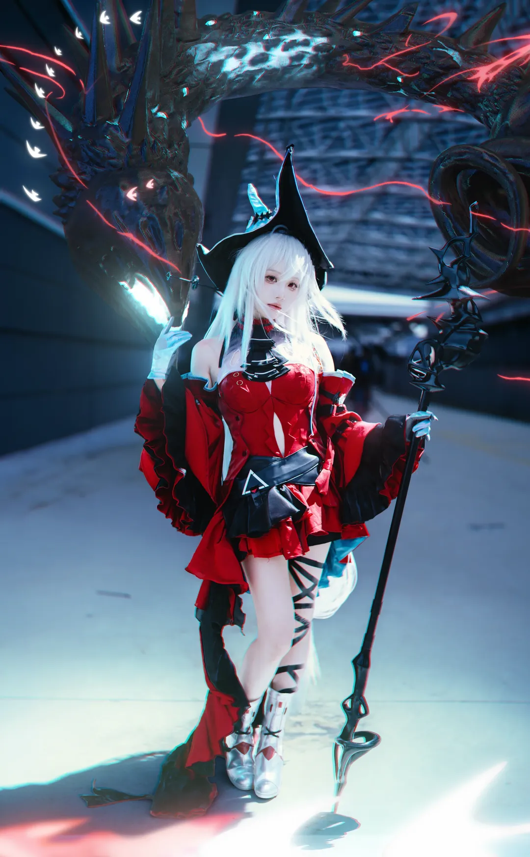 明日方舟, cp32, 浊心斯卡蒂cos, 场照cosplay, 银白发cos