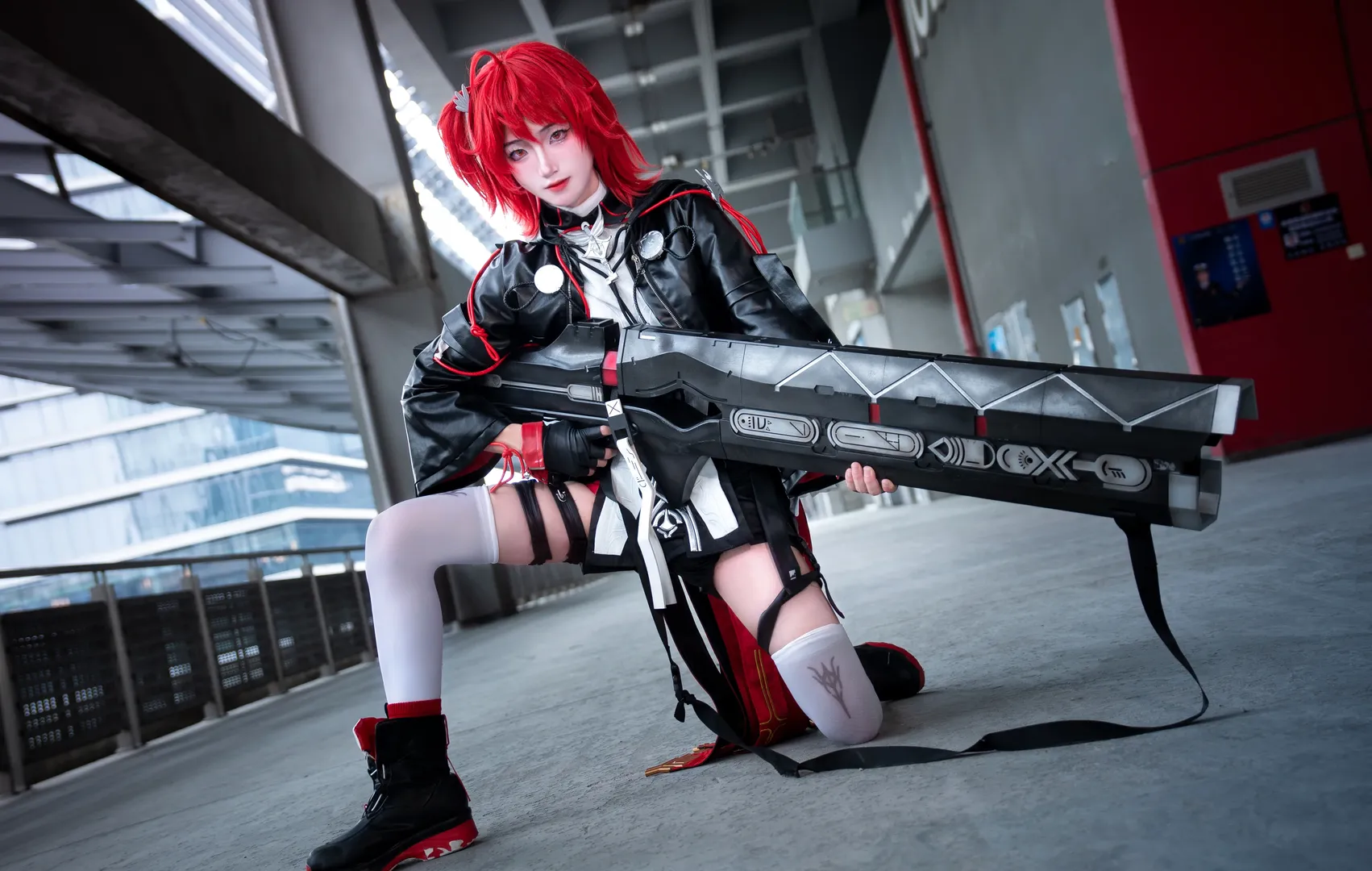 明日方舟, 新约能天使cos, cosplay妆容, 白丝cos, 腿环