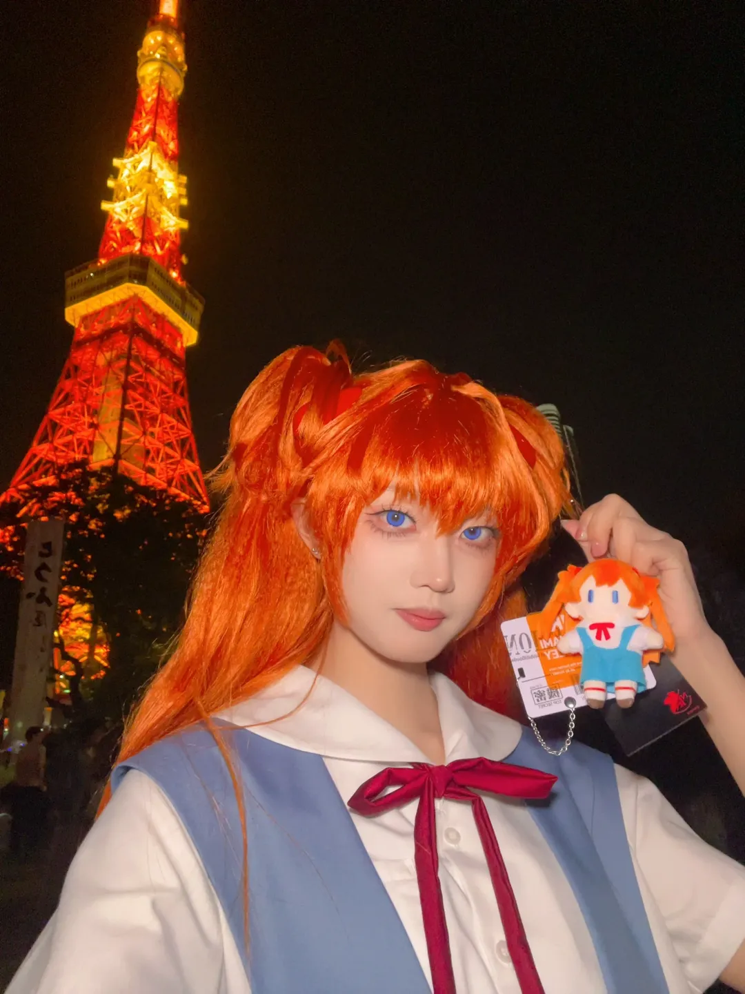cosplay, 明日香cos, 新世纪福音战士, 东京塔, 白丝袜 - 第3张