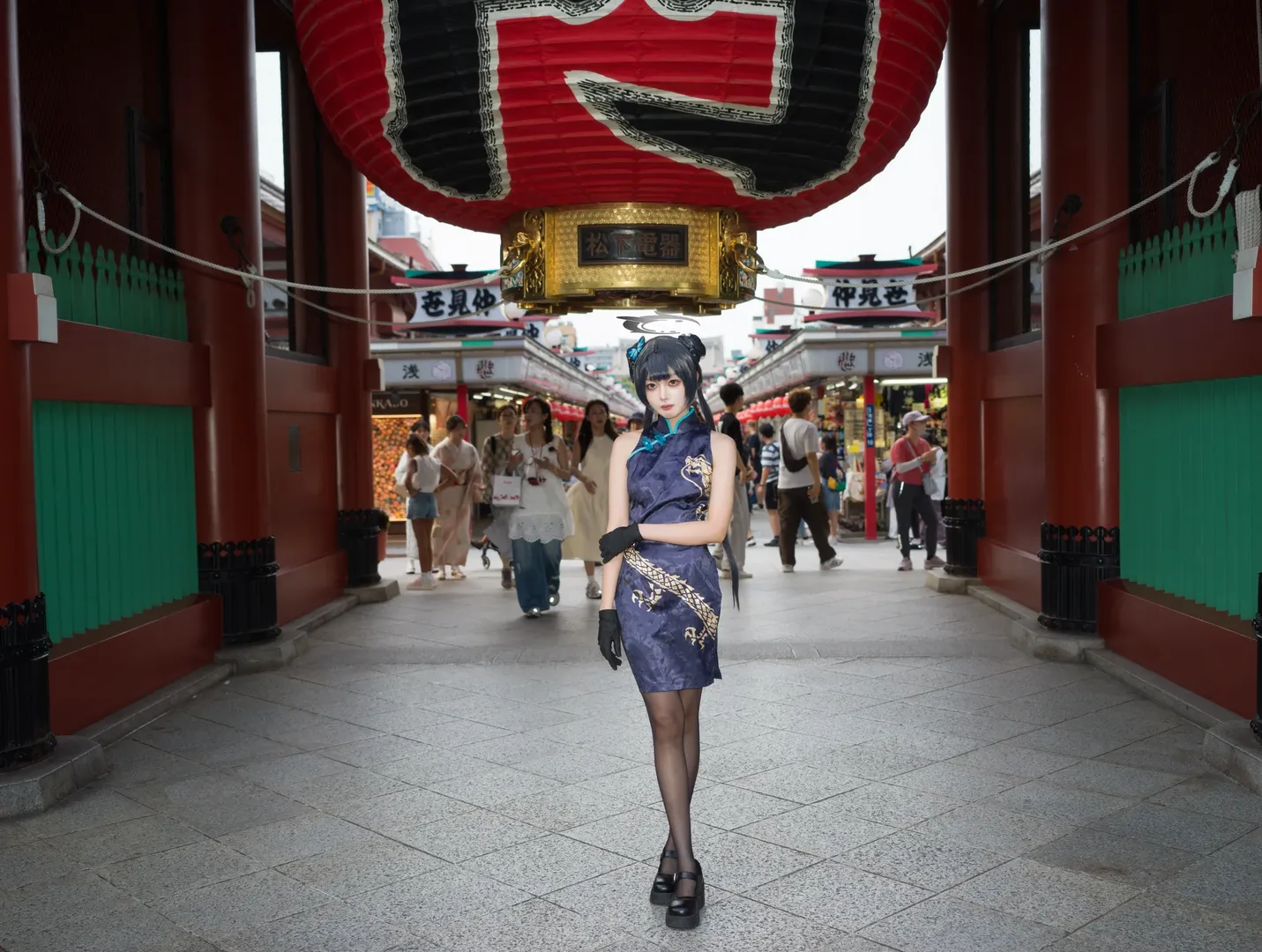 蔚蓝档案, 妃咲cos, 黑丝, cosplay摄影, 浅草寺