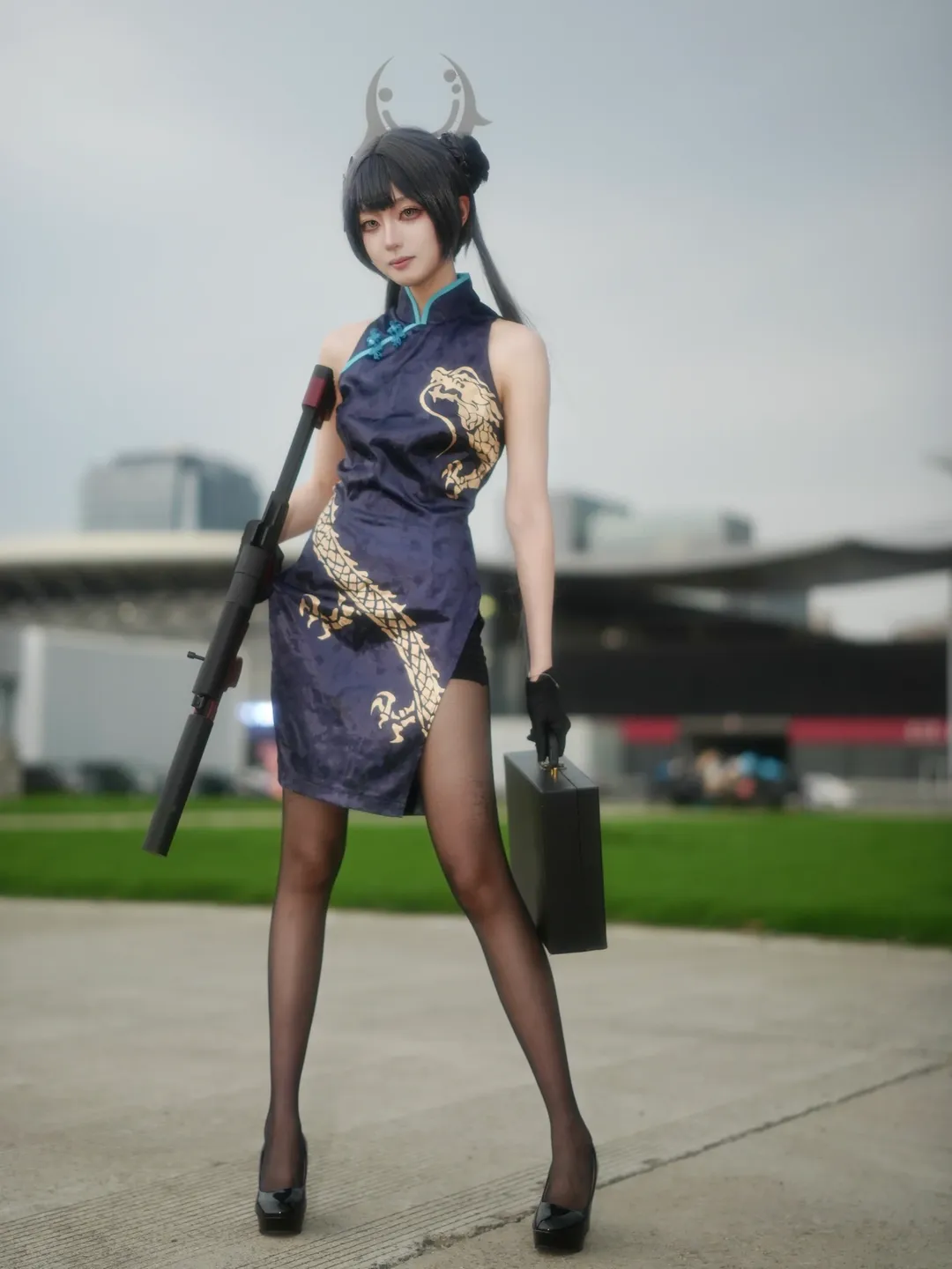 蔚蓝档案, 妃咲cos, 旗袍cosplay, 黑丝穿搭, CJ漫展 - 第2张