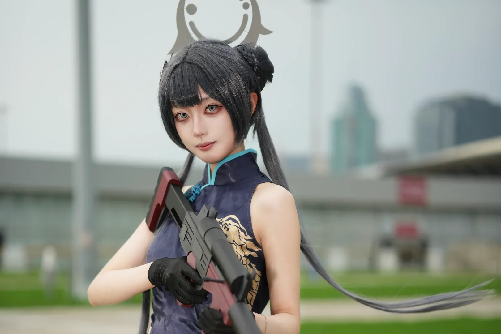 蔚蓝档案, 妃咲cos, 旗袍cosplay, 黑丝穿搭, CJ漫展 - 第4张