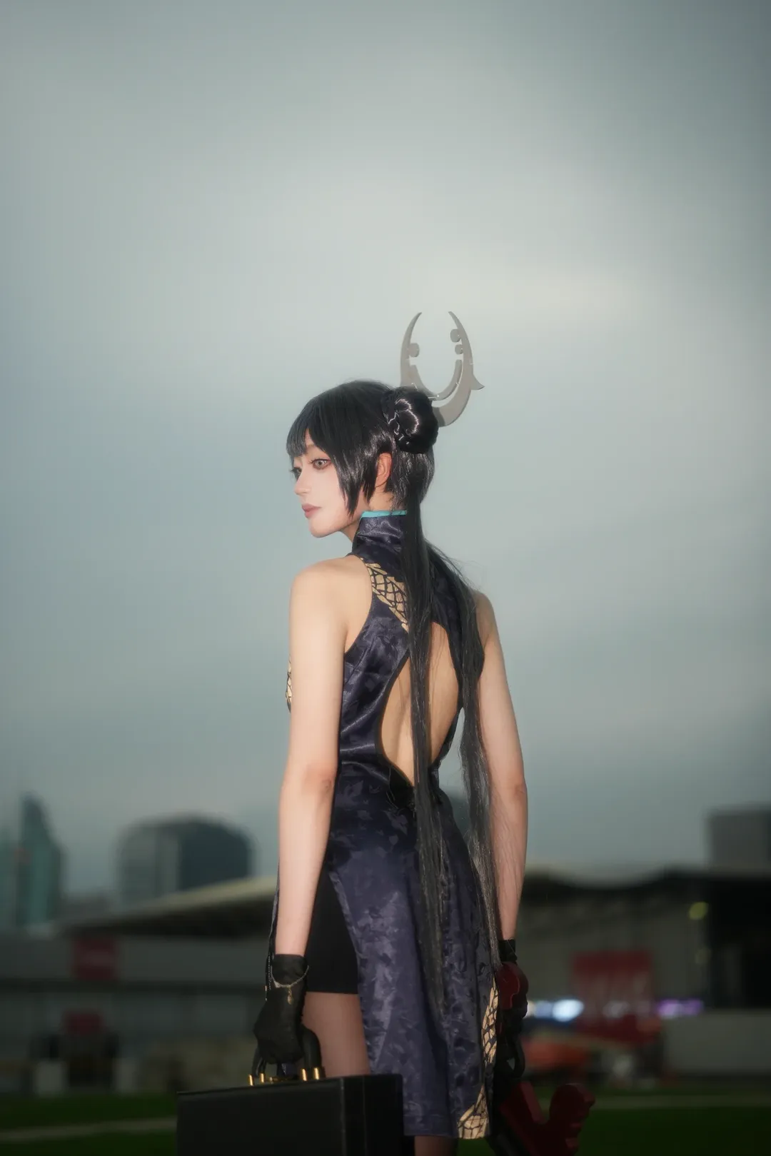 蔚蓝档案, 妃咲cos, 旗袍cosplay, 黑丝穿搭, CJ漫展 - 第6张