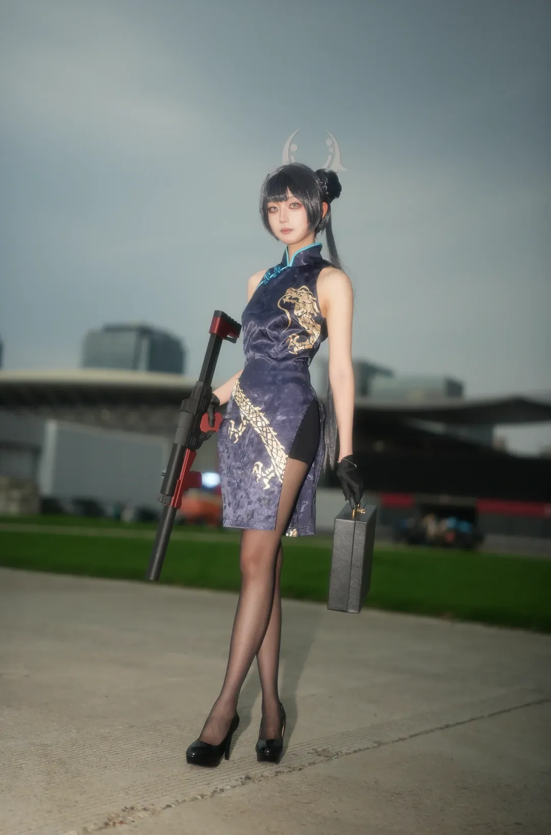 蔚蓝档案, 妃咲cos, 旗袍cosplay, 黑丝穿搭, CJ漫展 - 第7张
